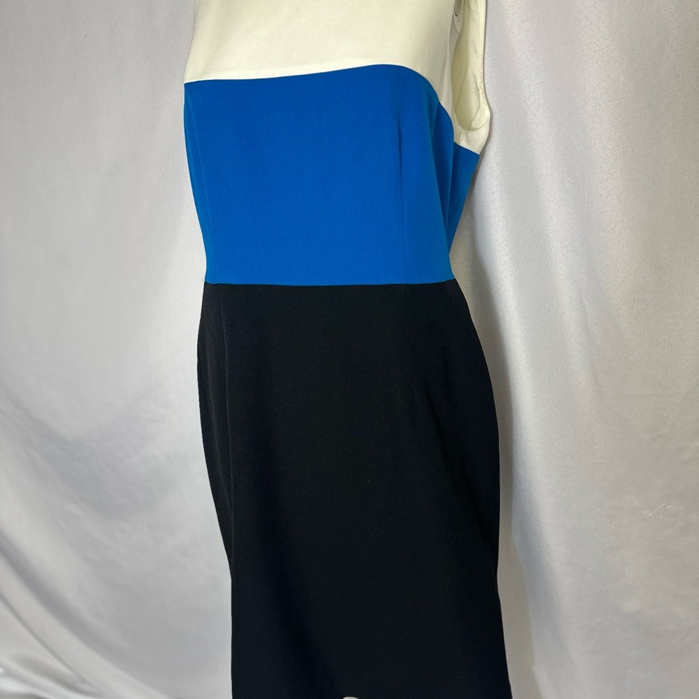 Kasper Size 10  Dress Woman’s Sleeveless Fitted Three Colored Wide Striped NWT - Picture 3 of 5